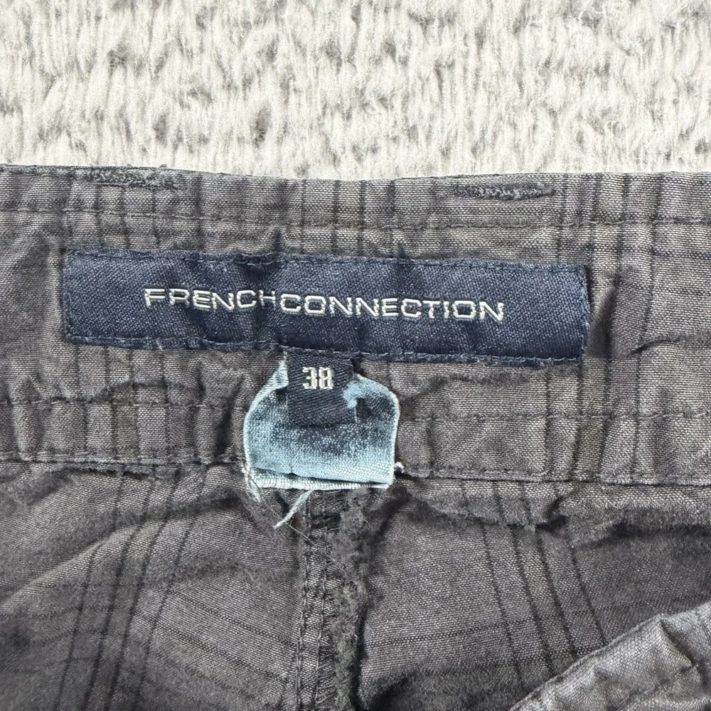 VINTAGE French‎ Connection Cargo Shorts Mens 38 Gray Plaid Y2K Retro Utility